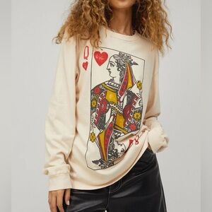 Daydreamer Queen Of Hearts Oversized Long Sleeve Tee